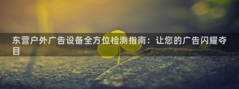 杏宇平台好吗：东营户外广告设备全方位检测指南：让您的广告闪耀夺
目