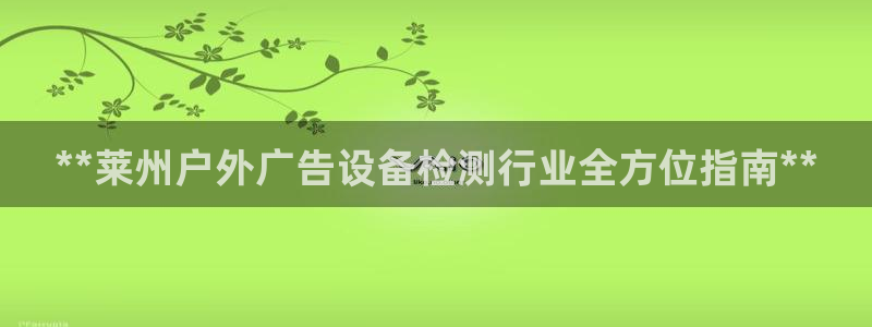 杏宇代理注册：**莱州户外广告设备检测行业全方位指南**