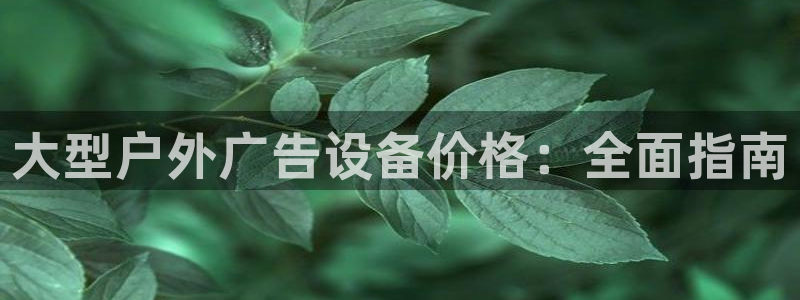 杏宇平台代理怎么样赚钱：大型户外广告设备价格：全面指南
